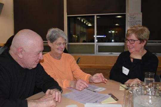 Ed and Marion Harper discuss their concerns with health care in Nova Scotia with Janice Fraser, Manager of Primary Health Care/Chronic Disease, Pictou County