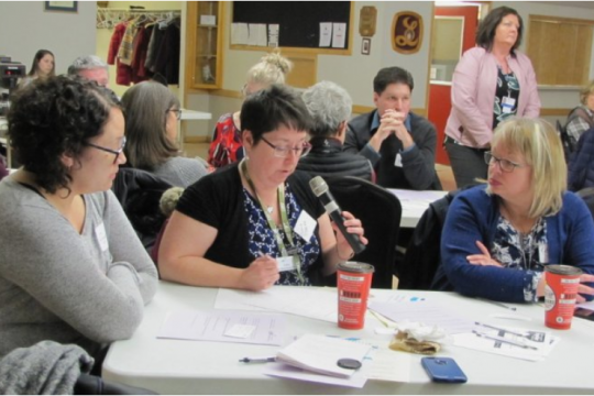 Last week’s conversation was attended by community members, as well as healthcare professionals, including Dana Tracey, nurse manager at the Strait-Richmond Hospital, who is seen here sharing her thoughts during a roundtable discussion.